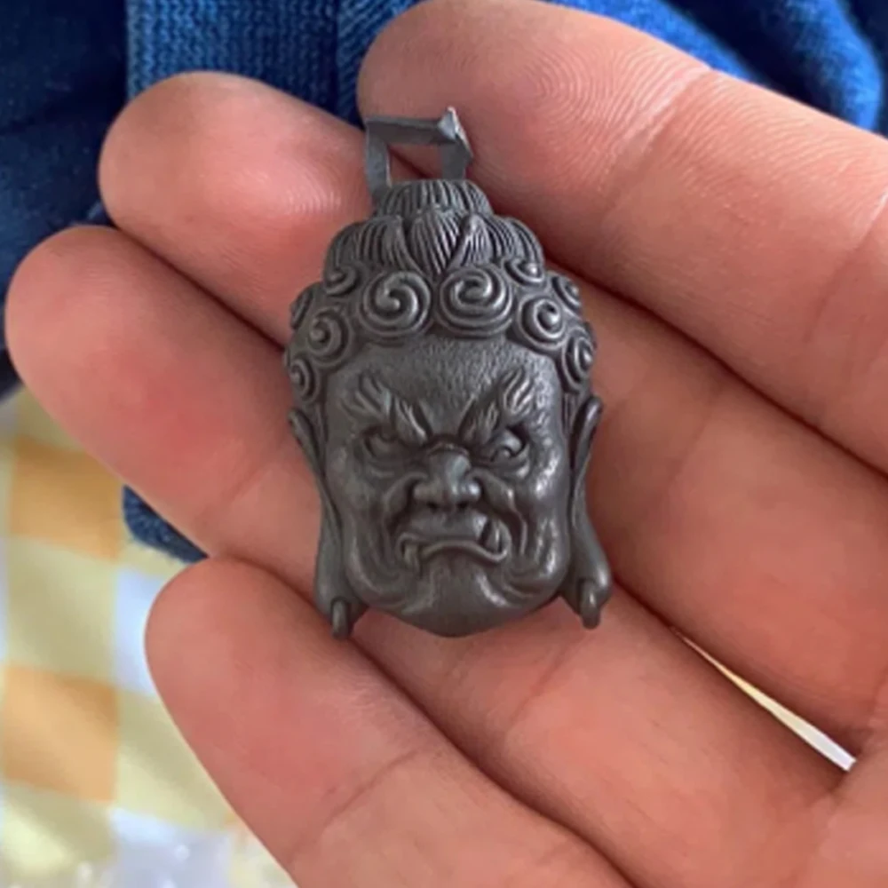 

Черная маска из чистой меди Fudo Mingwang Ретро Страна прилив медный брелок для автомобиля подвеска