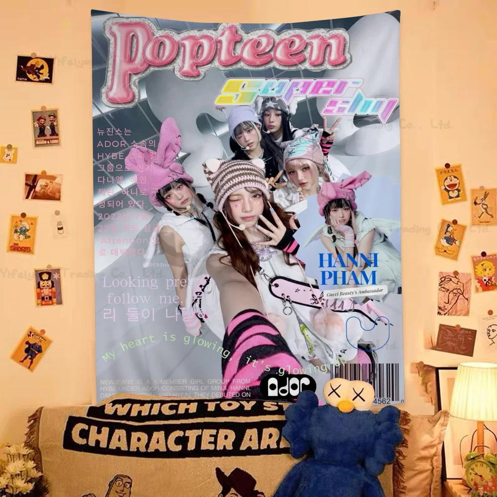 Kpop N-Newjeans DIY Wall Tapestry Art Science Fiction Room Home Decor