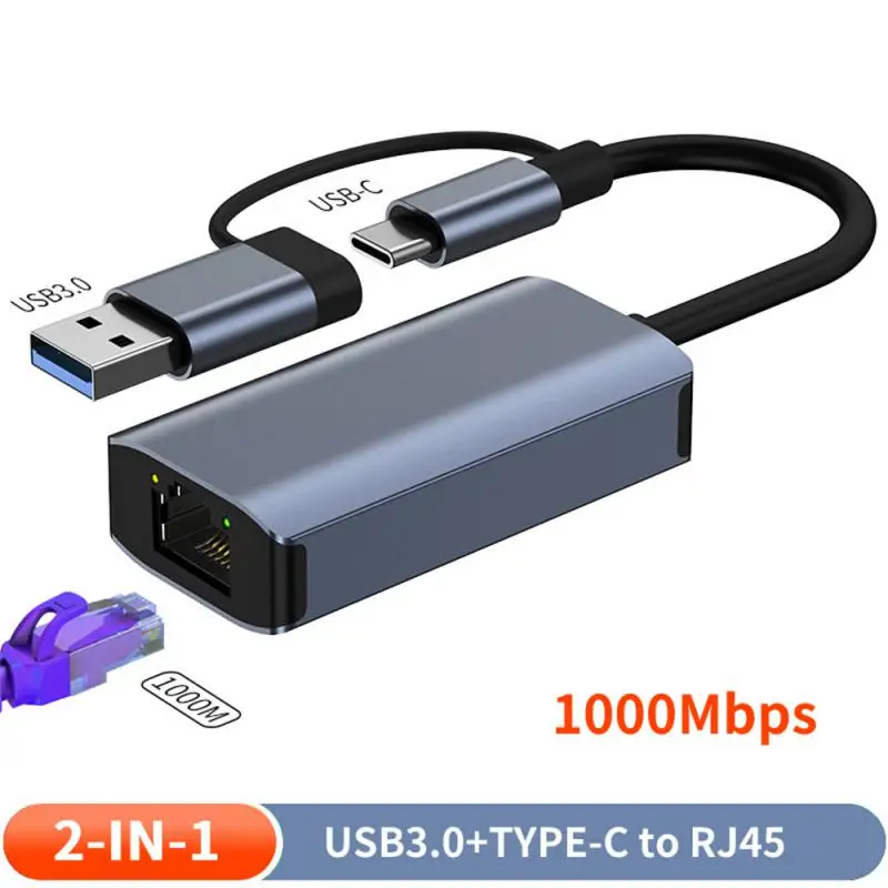 

USB Type C Ethernet Adapter USB Type-C To RJ45 Lan Hub 1000Mbps Ethernet Adapter Network Card For IOS Mac Android Laptop