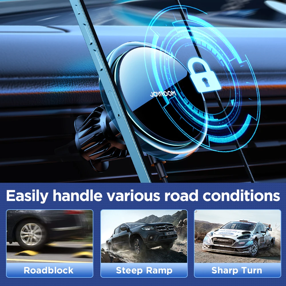 Joyroom Magnetic Car Phone Holder Wireless Charger With Blue Light For iPhone 14 13 12 Pro Max Fast Charging Car Charger Holder