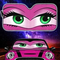 funny cute anime lady cartoon girly pink car auto sunshades