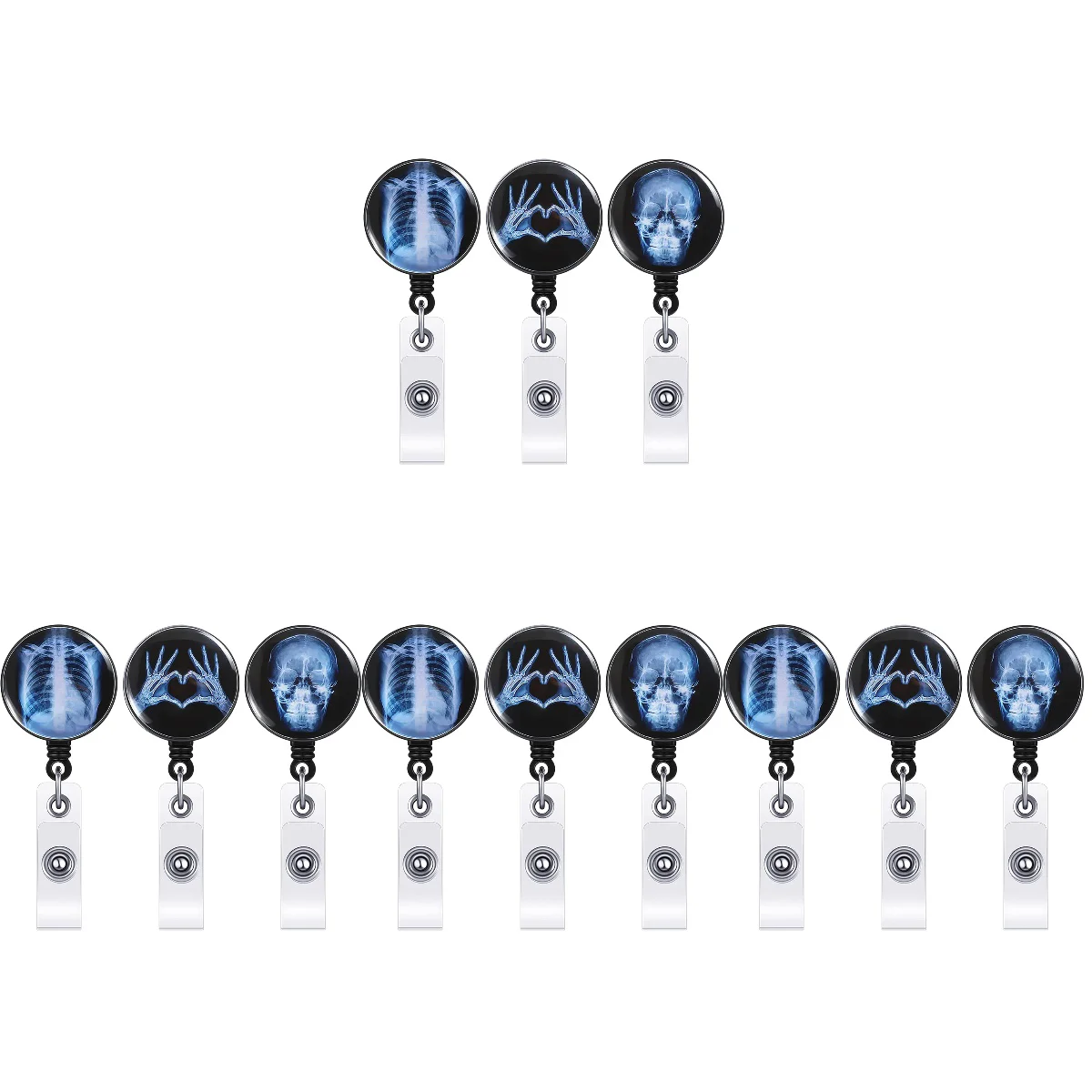 

12 Pcs Id Badge Holders Retractable Reel Key Card Reels Nurses Chain Clip Name Radiology Gifts