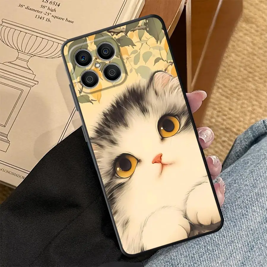 Фото Чехол для телефона Funda для Honor X8 X6 X7 200 400 Lite 70 8X 90 X5b Magic5Lite X9a в пасторальном стиле с изображением кошки №3