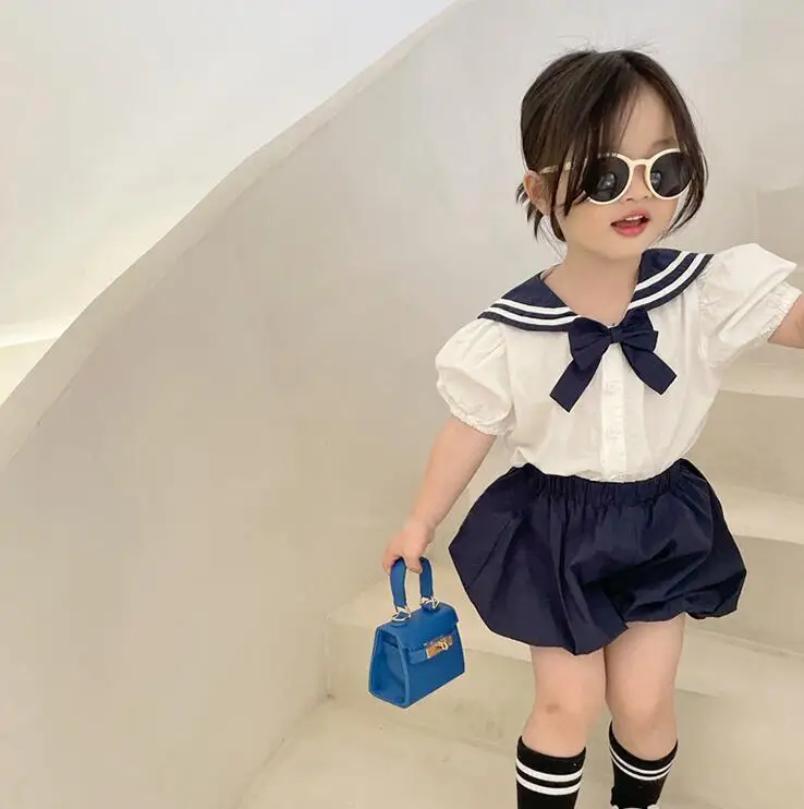 

Wholesale 2022 New Baby Girls Summer Korea Cute Sets, Top+ Shorts 5 sets/lot