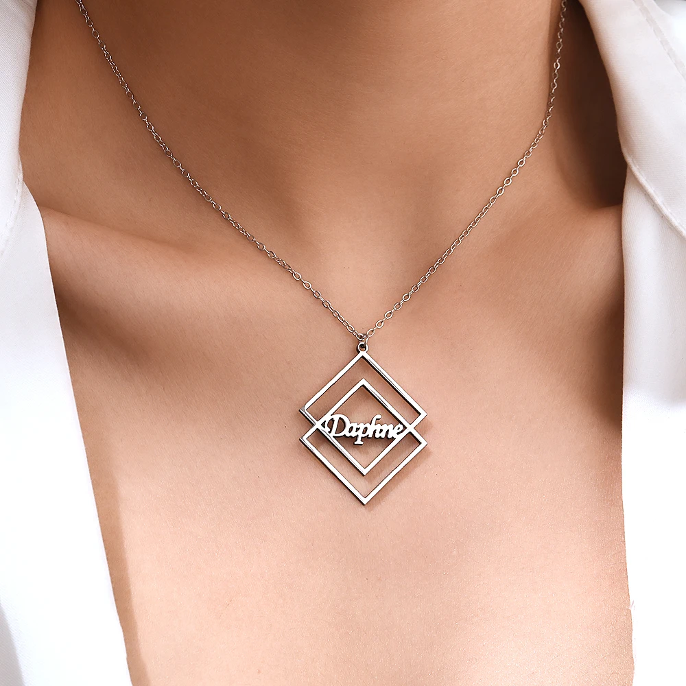 Индивидуальное ожерелье с именем на заказ Минималистичная Геометрическая