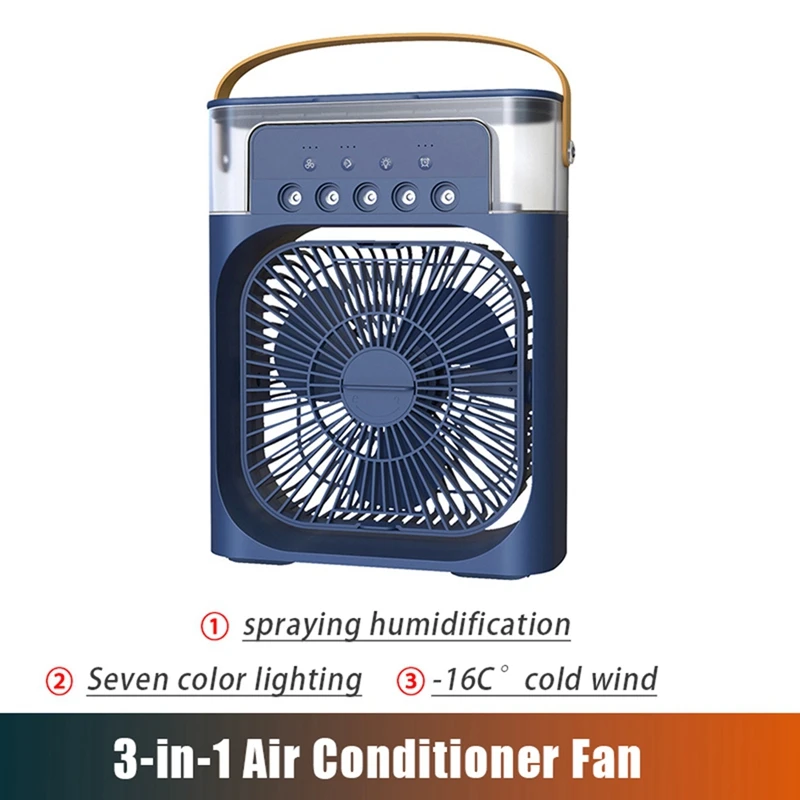 

1 PCS Air Conditioning Fan Portable 3-In-1 Humidified Air Cooler With 7 Color LED Light Fan 3 Wind Speeds And 3 Mist Modes