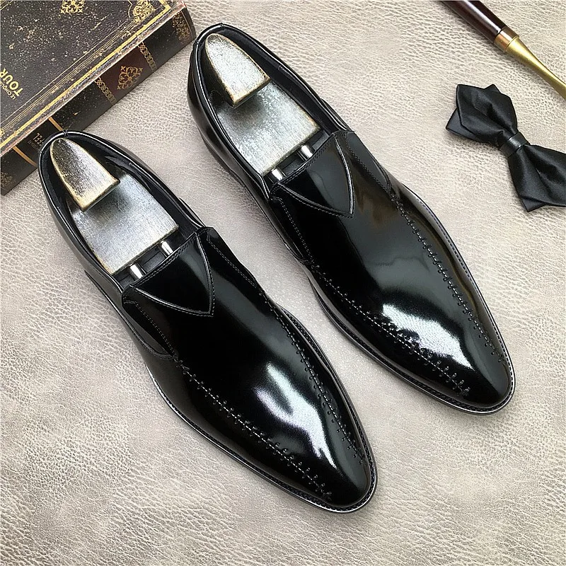 Туфли мужские классические без застежек натуральная кожа заостренный носок