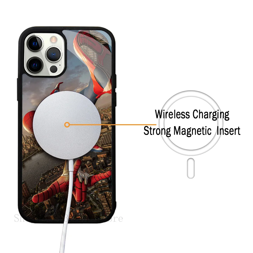 Чехол для телефона S-Spider M-Man с сильным магнитом IPhone 15 14 13 Pro Max 11 12 Mini Alex Mirror