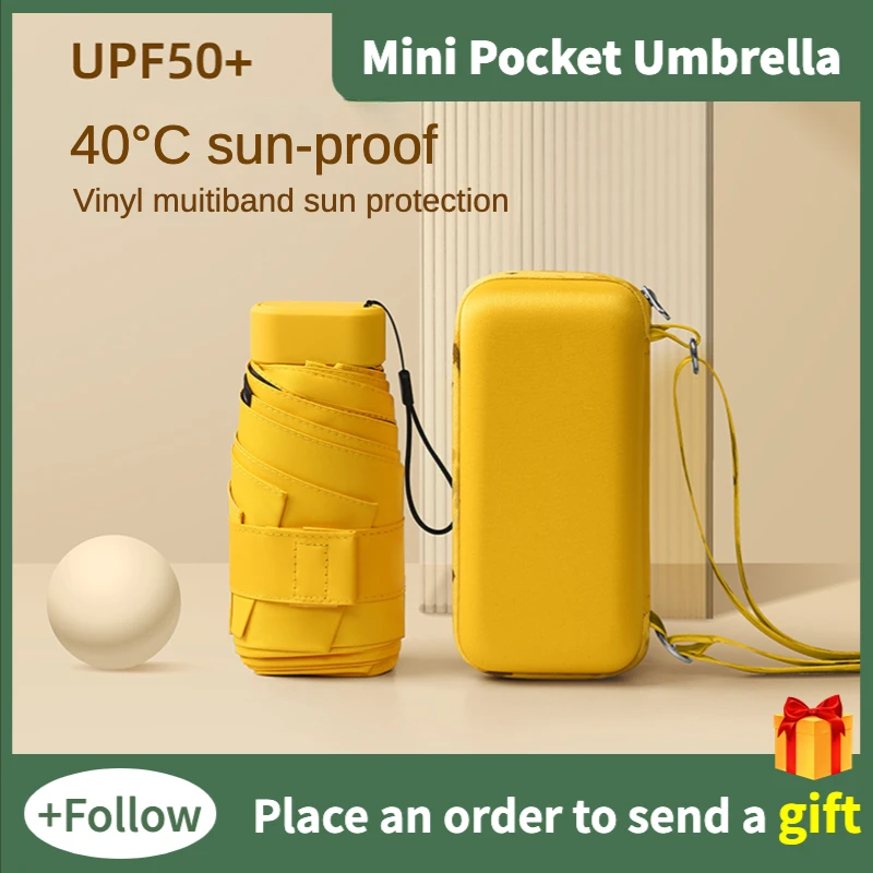 

6 Fold Sun Protection Sun and Rain Small Card Bag Umbrellas 15cm Mini Compact Pocket Umbrella For Women As Gift