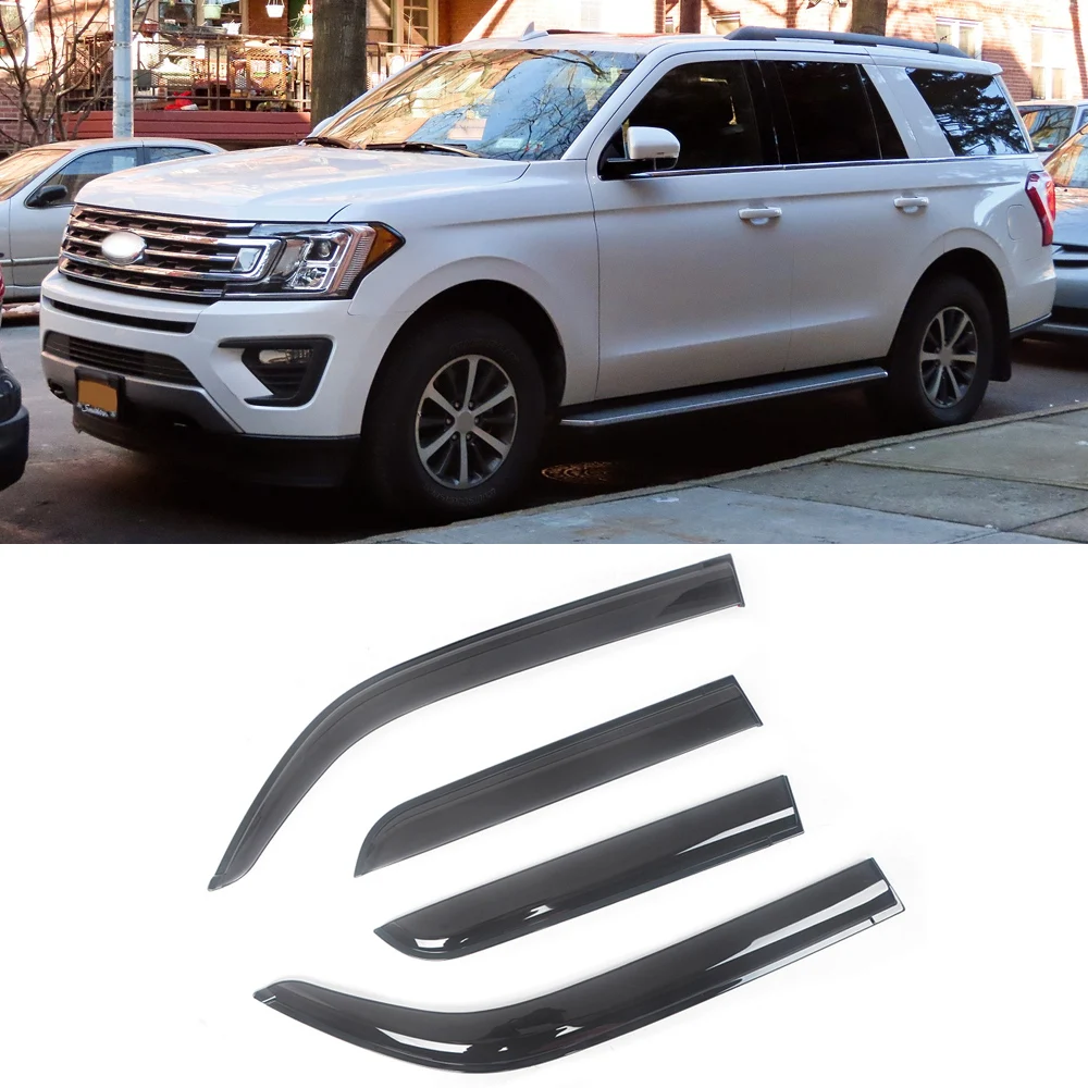 

For Ford Expedition 1998-2021 Side Window Wind Deflectors Visors Black Rain Guard Door Visor Vent Shades Dark Smoke Ventvisor