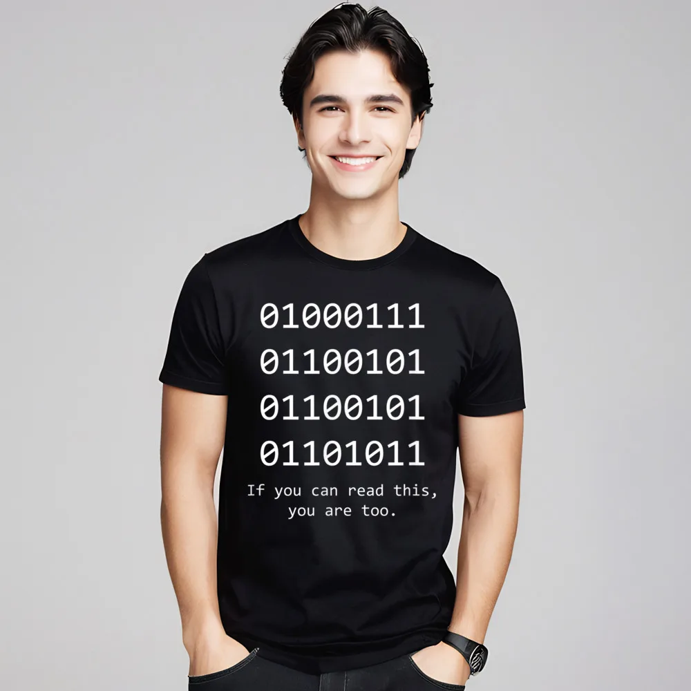 Funny Computer Binary Code Programmer 100% Cotton T-shirts for Male Tees Newest Thanksgiving Day O Neck Tops Shirts Party