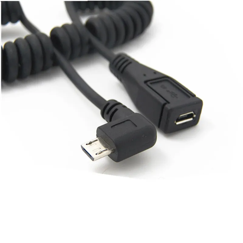 Спиральный витой гибкий кабель с разъемами Micro-USB и Micro USB