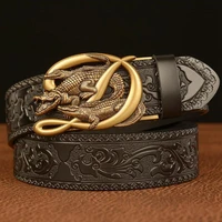 fashion retro crocodile automatic buckle mens belt real cowhide fashion personality carved belt luxury designer jeans belt