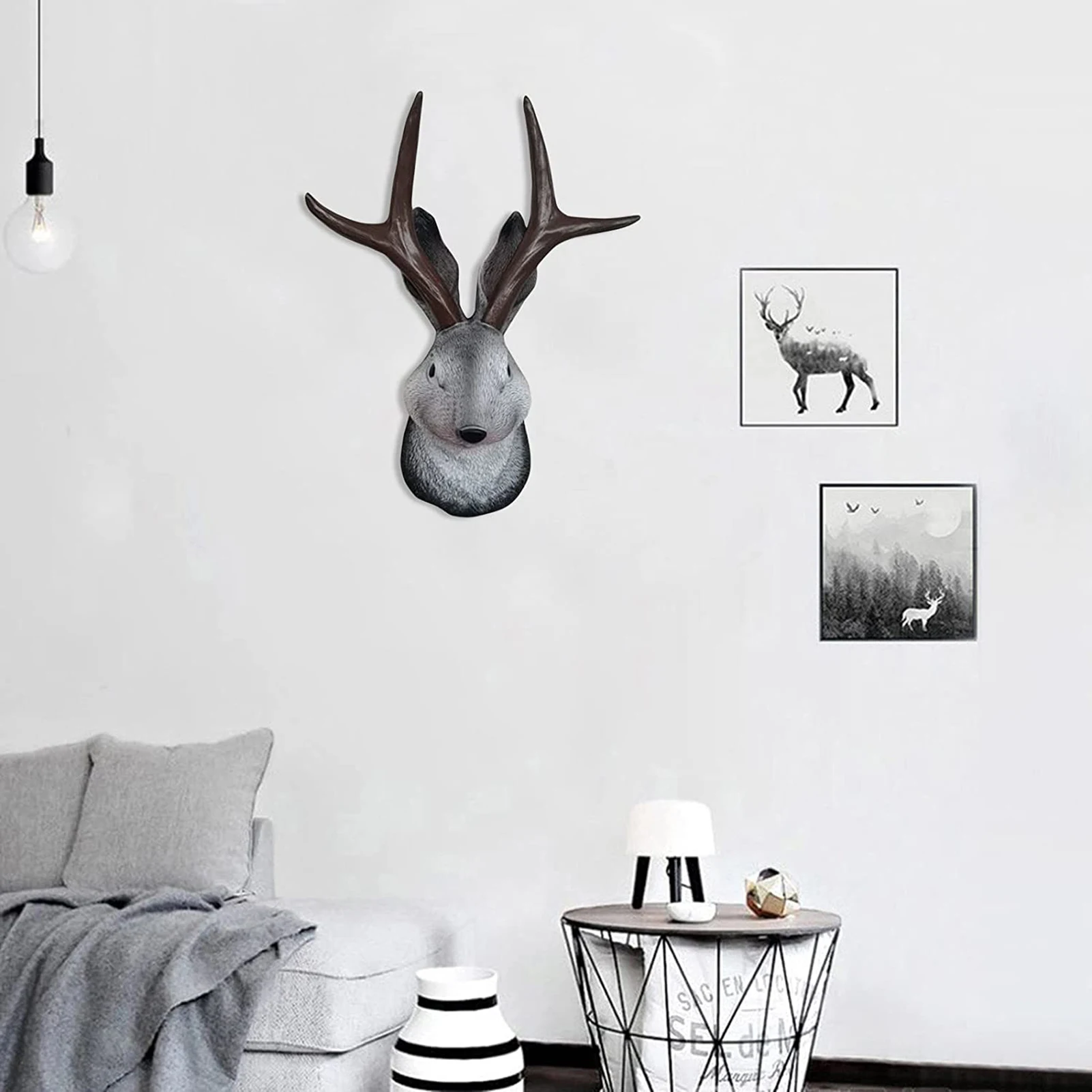 

Настенный декор Jackalope, последняя легенда о рогах, Полимерные Подвески, скульптура, имитация головы кролика, настенное искусство для домашне...