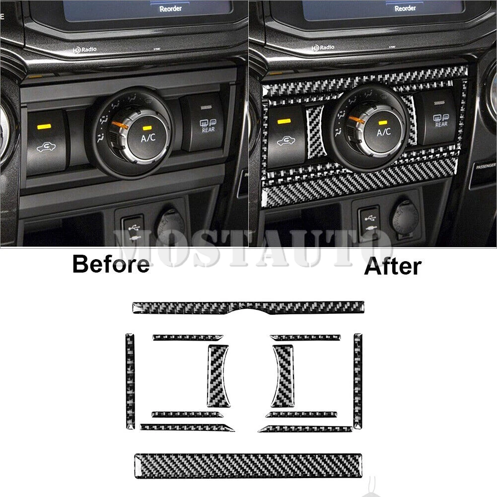 

Для Toyota 4runner, мягкая внутренняя центральная консоль из углеродного волокна, ручка кондиционера, накладка 2010-2020, 12 шт. (2 цвета)