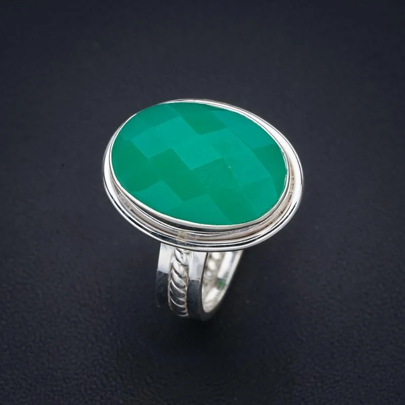 

Драгоценные камни хризопраза ручной работы, серебряное кольцо 10 fbeijing