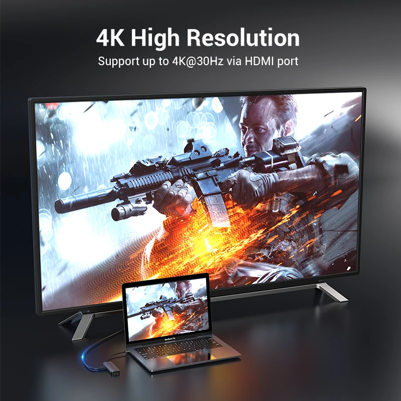 Фото Vention USB C HUB Type to 3 0 док-станция HDMI RJ45 4K для MacBook Pro Air Аксессуары Тип 1 разветвитель Vention USB C HUB Type to 3 0 док-станция HDMI RJ45 4K для MacBook Pro Air Аксессуары Тип 1 разветвитель