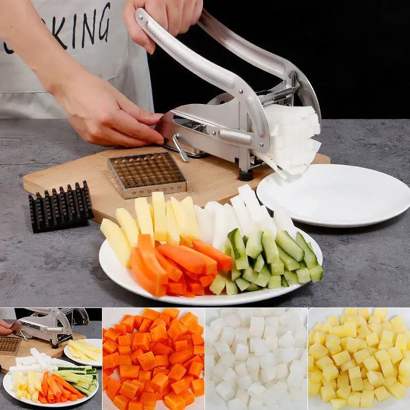 

Stainless Steel Manual Fries Machine Kitchen Potato Spiral Cutter Fruit Vegetable Shredder Food Dicer Slicer Cooking Gadget Tool