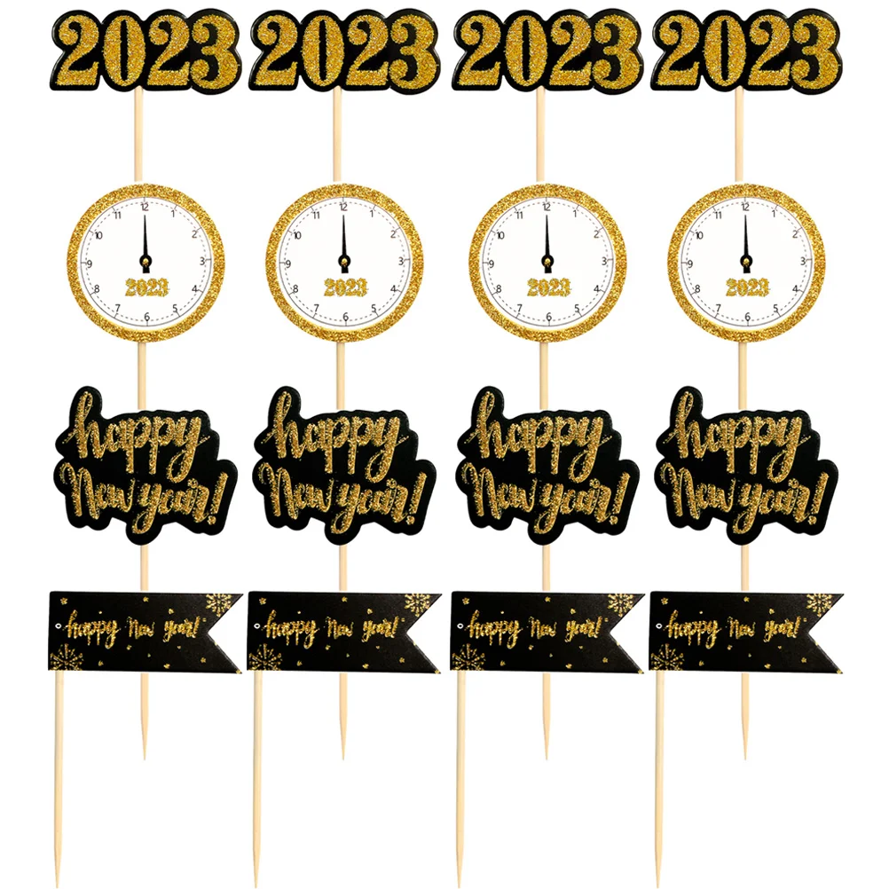 

New Year Cupcake Cake Picks Toppers Topperdessert Decoration Decorations Toothpick Pick Cocktail Birthday Nye Salad Stick