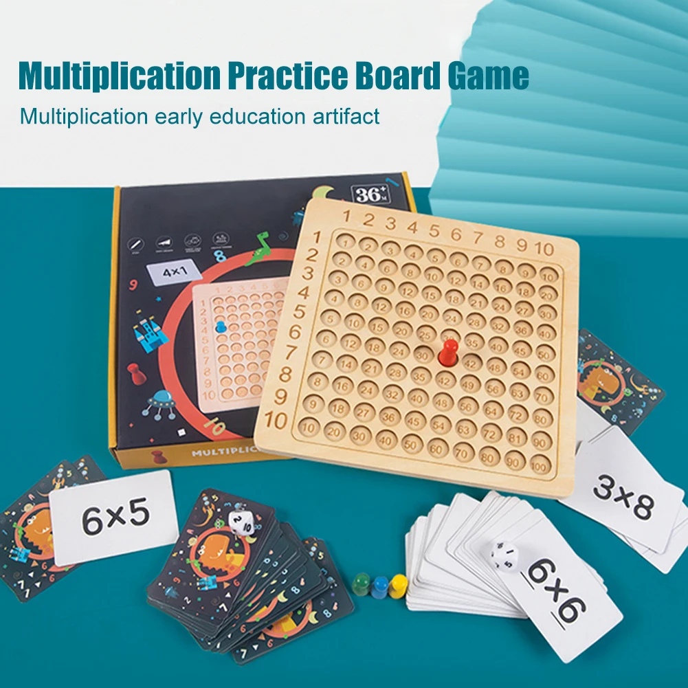 

Wooden Montessori Multiplication Board Game Kids Learning Educational Toys Math Counting Hundred Board Interactive Thinking Game