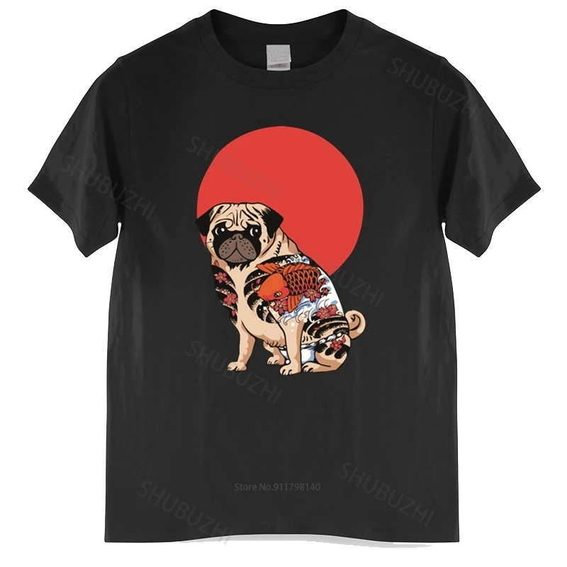 

New Arrived Mens t shirt Funny Yakuza Pug T Shirt Men Japan Dragon Gangster Video Game Tee Homme Black T-shirt euro size