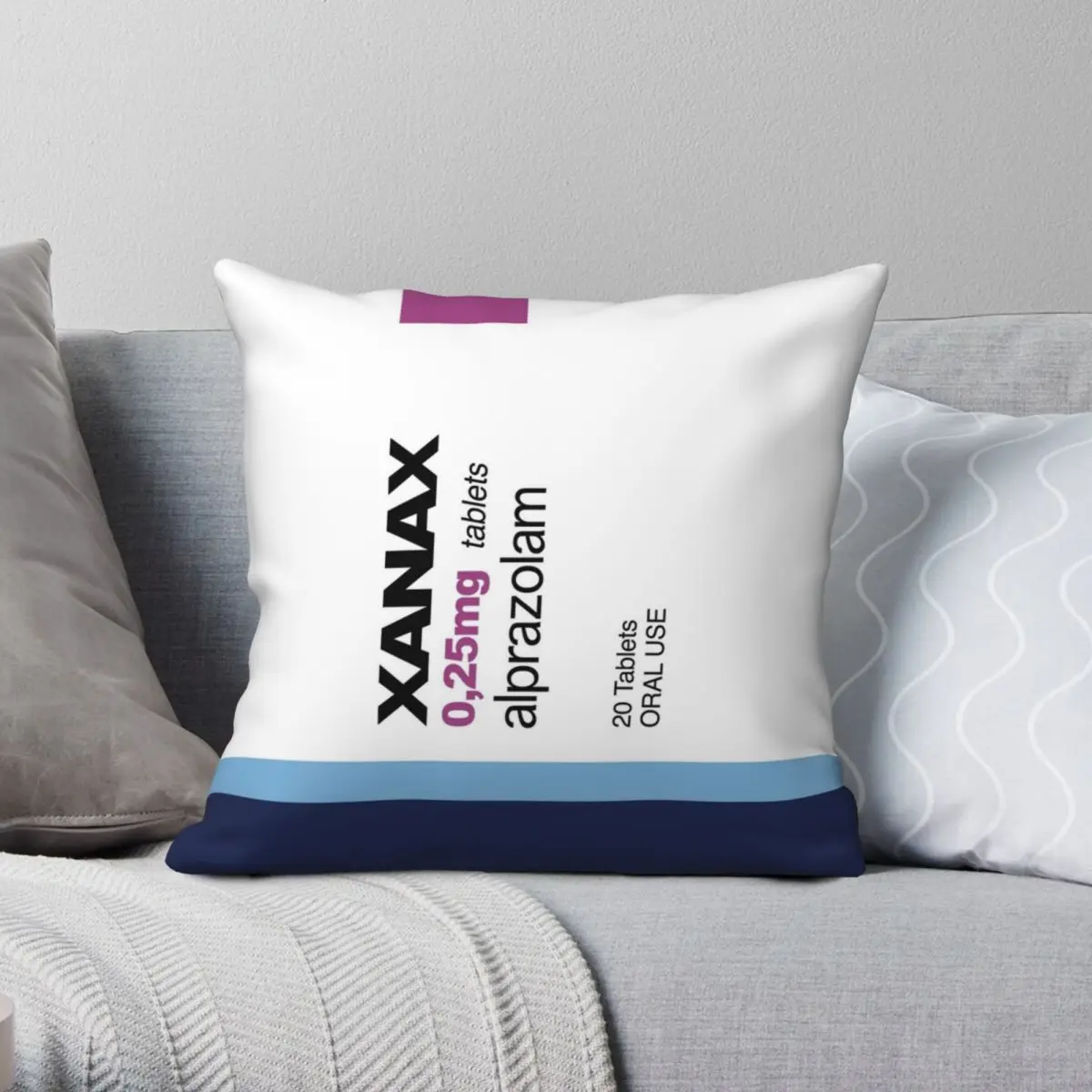 

XANAX Pillowcase Polyester Linen Velvet Printed Zip Decor Sofa Cushion Cover