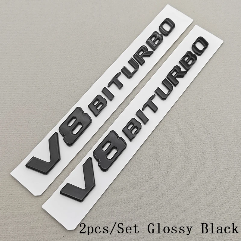 

2 Шт. 3D ABS Mercedes Benz V8 BITURBO Автомобильные Наклейки С Логотипами, Боковые Эмблемы, Наклейки Для G63 S63 C63 E63 C63S