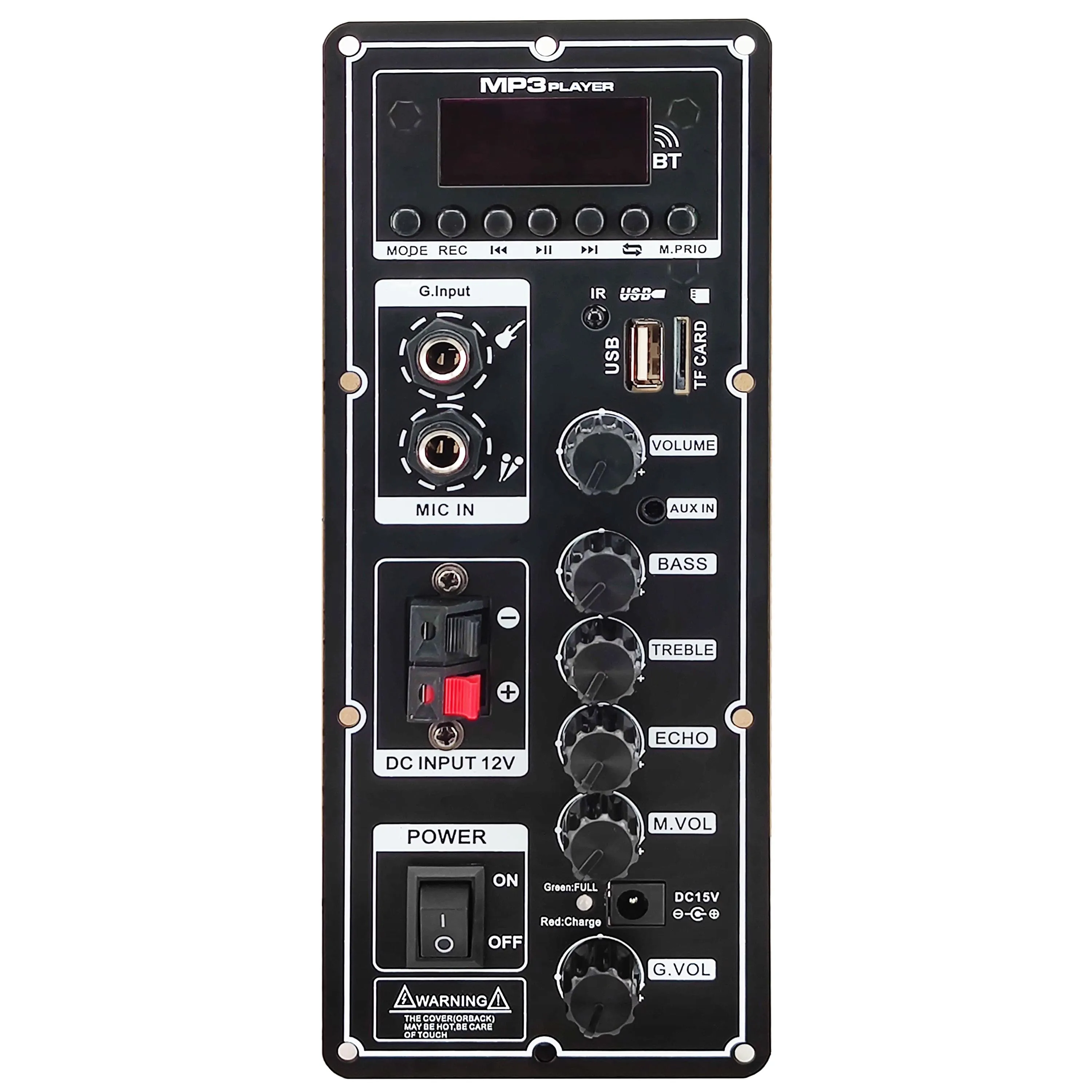 12V Amplifier Board Square Dance Speaker Amplifier Support Bluetooth AUX TF-Card U-Disk Recording 6-12Inch Speaker