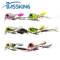 bassking floating fishing lure 54mm 4 8g bass crankbait wobblers freshwater isca artificial hard wake bait with spoon feather