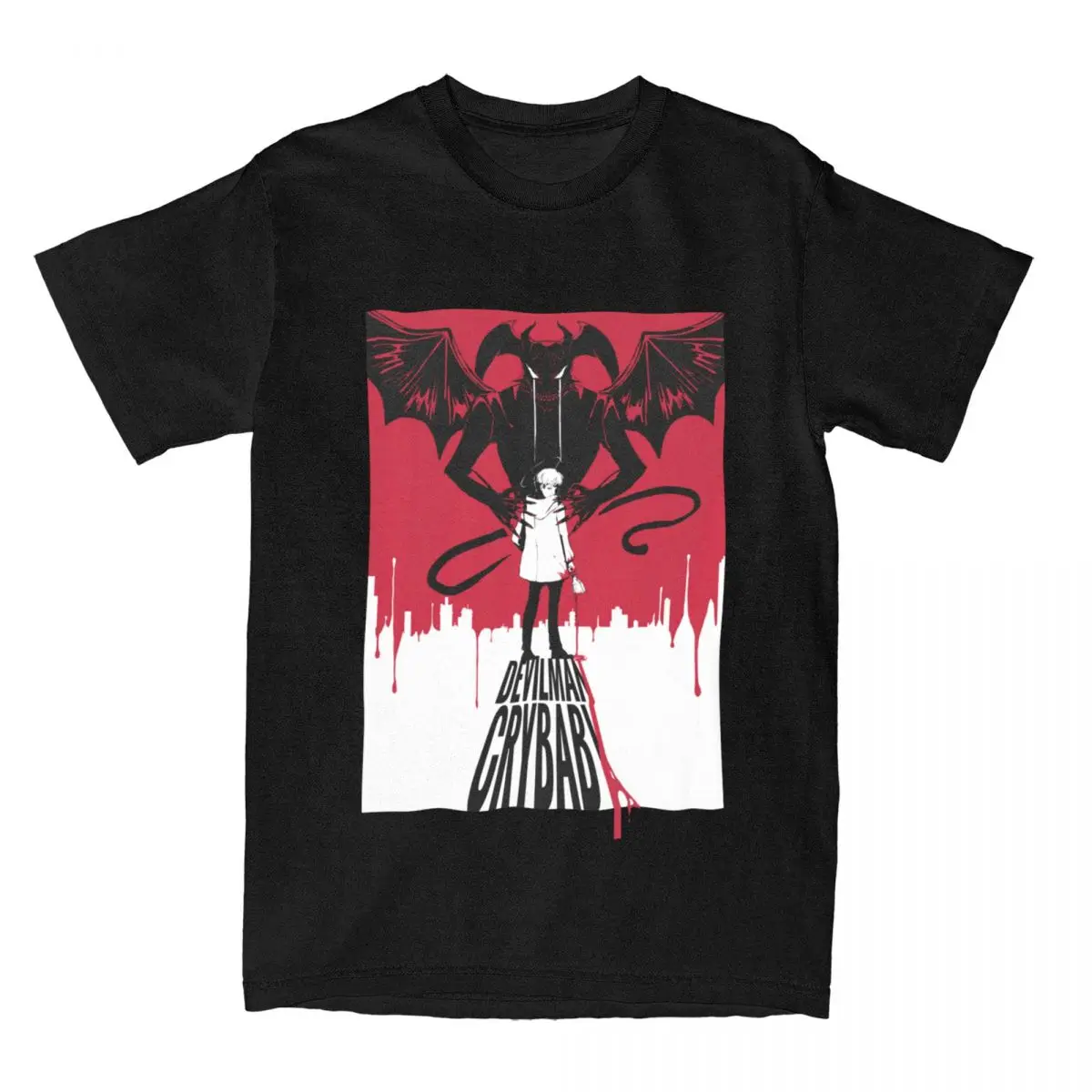 Devilman Crybaby T-Shirt for Men Fudo Akira Asuka Ryo Demon Cool Cotton Tees Round Collar Short Sleeve T Shirt Summer Clothes
