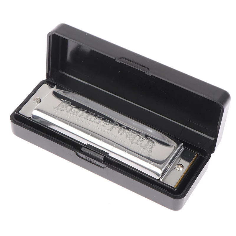

New 10 Holes Blues Harmonica Diatonic Mouth Harp With PU case Musical Instrument