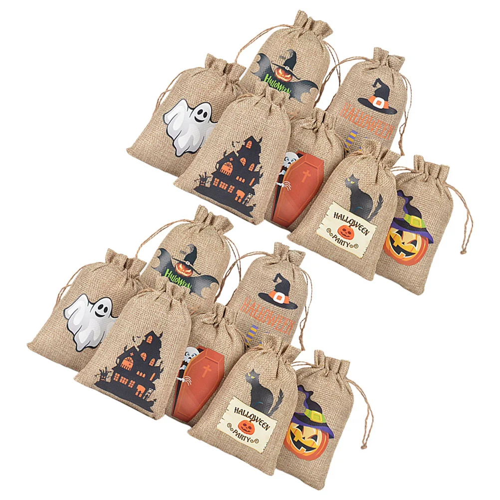 

Halloween Drawstring Bag Treat Kids Gift Wrapping Bags Pouch Goodie Pouches Favors Reusable Candy