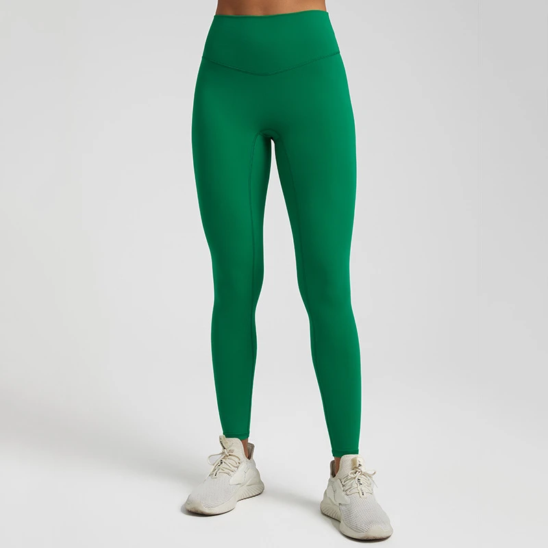 

Solid Color Sport Leggings Women High Waist Gym Yoga Pants No T-line Fitness Tights Push Up Stretch 21 Colors Running Leggings