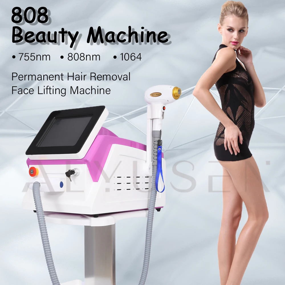 

Factory Price 755nm 808nm 1064nm 3 wavelengths semiconductor vertical painless 808 diode laser hair removal machine