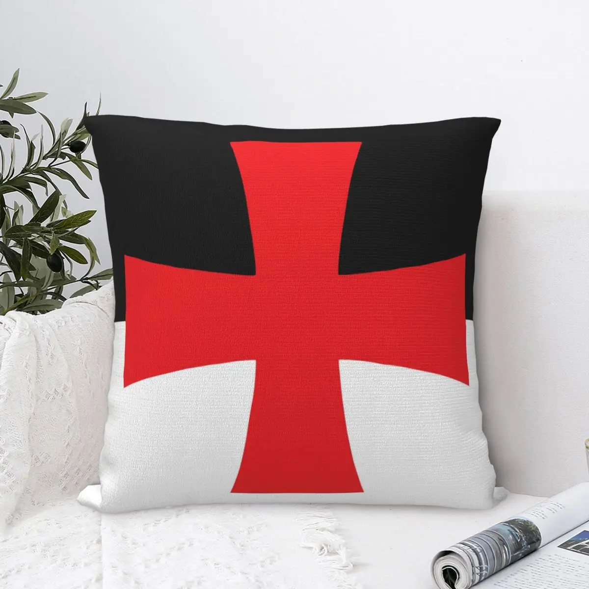 

Knights Templar Flag Pillowcase Pillow Case Cushion Cover Home Sofa Car Decorative Throw Pillow Printing Print Cute 45*45cm