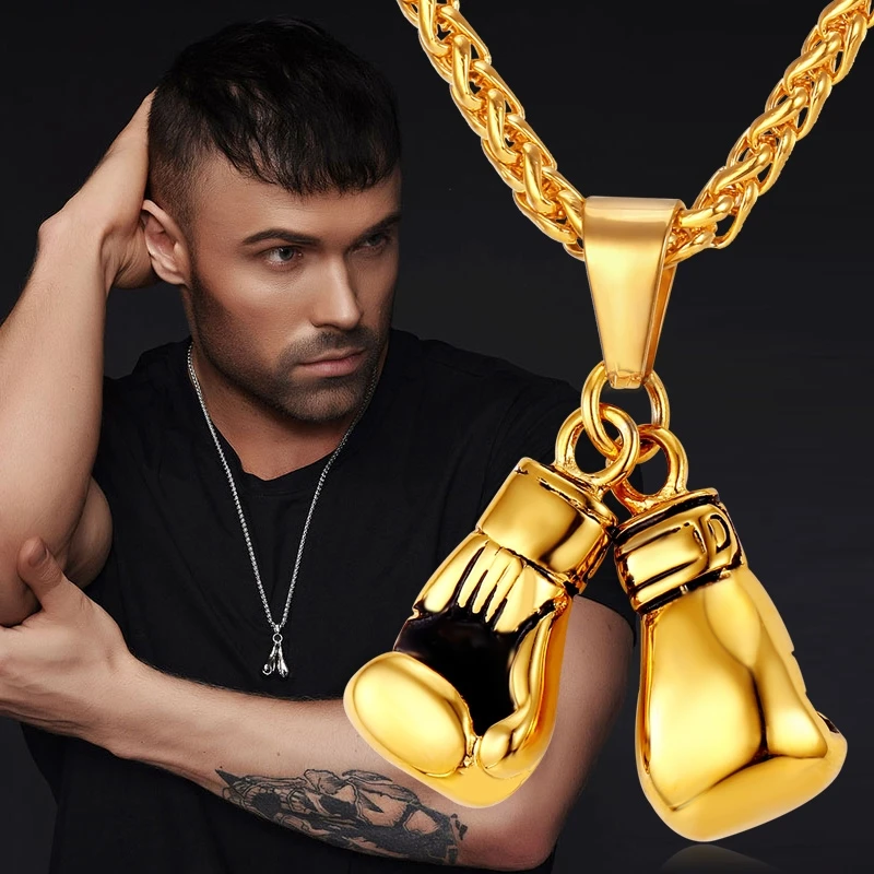 

Men's Fashion Cool Boxing Gloves Pendant Necklaces Stainless Steel Necklace for Men Hip Hop Party Jewelry Gift