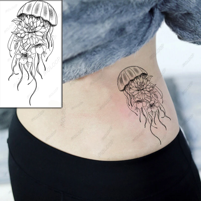 

Tattoo Stickers Lotus Jellyfish Flowers Body Art for Women Men Fake Tattoos Waterproof Temporary Makeup