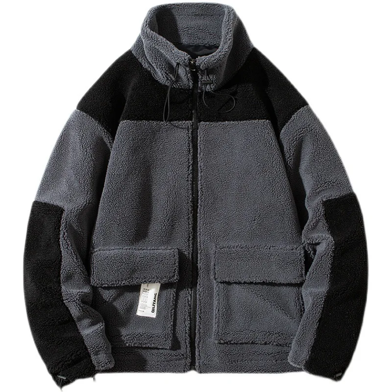 Men Parkas Jackets 2021 Winter  Color Contrast Thickened Cotton Jacket Men Lamb Cashmere Jacket Wool Cotton Jacket Men