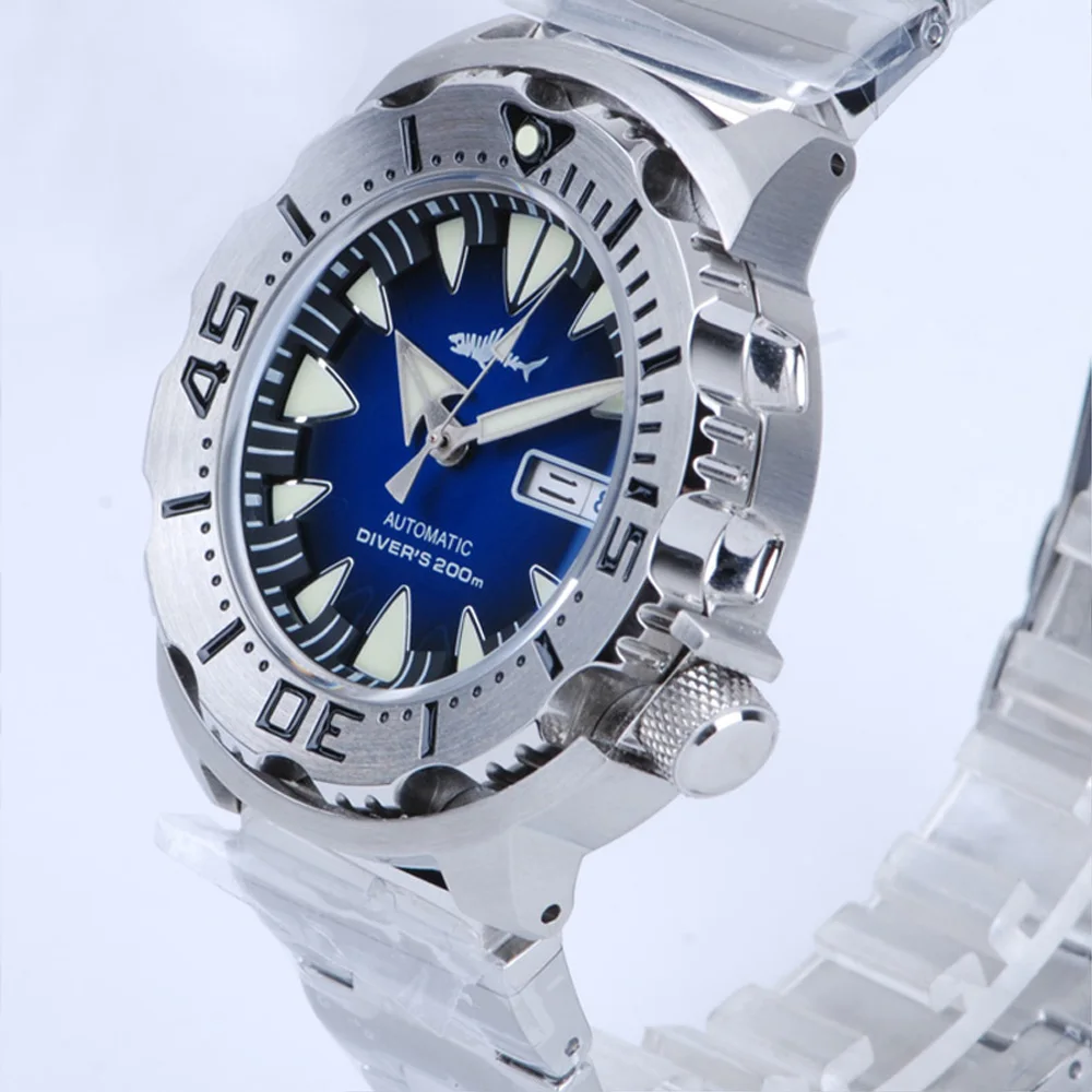 Мужские часы Heimdallr Monster Diver с синим циферблатом и сапфировым стеклом из