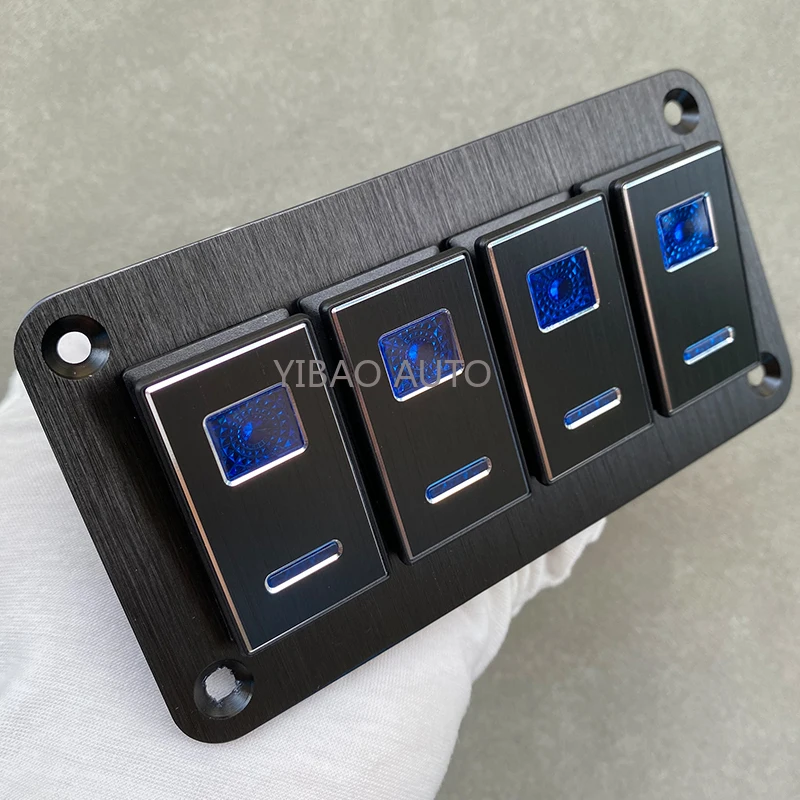 

Dual lights Marine Boat Rocker Switch Panel 2-8 Gang LED brushed metal Rocker Switch Panel Kit 12V/24V Circuit Breaker