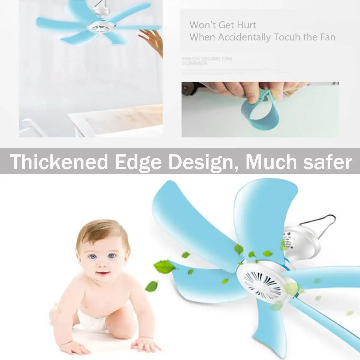 

220V 8W Silent Plastic 6 Leaves Turn Mini breeze Ceiling Fan 40CM Hanging Electric Fan Student Ceiling Fans Soft Wind Household