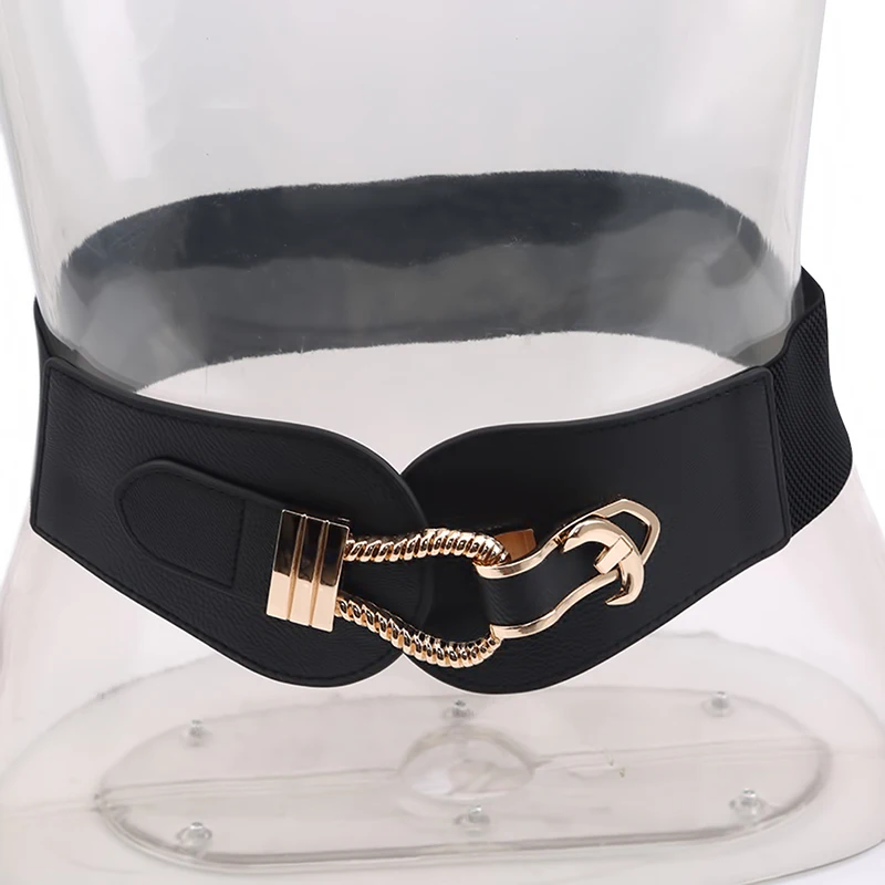 Women Wide Waistband Elastic Belt For Dress Sweater Pin Buckle Belts Girls Cummerbunds Elastic Dress Belt
