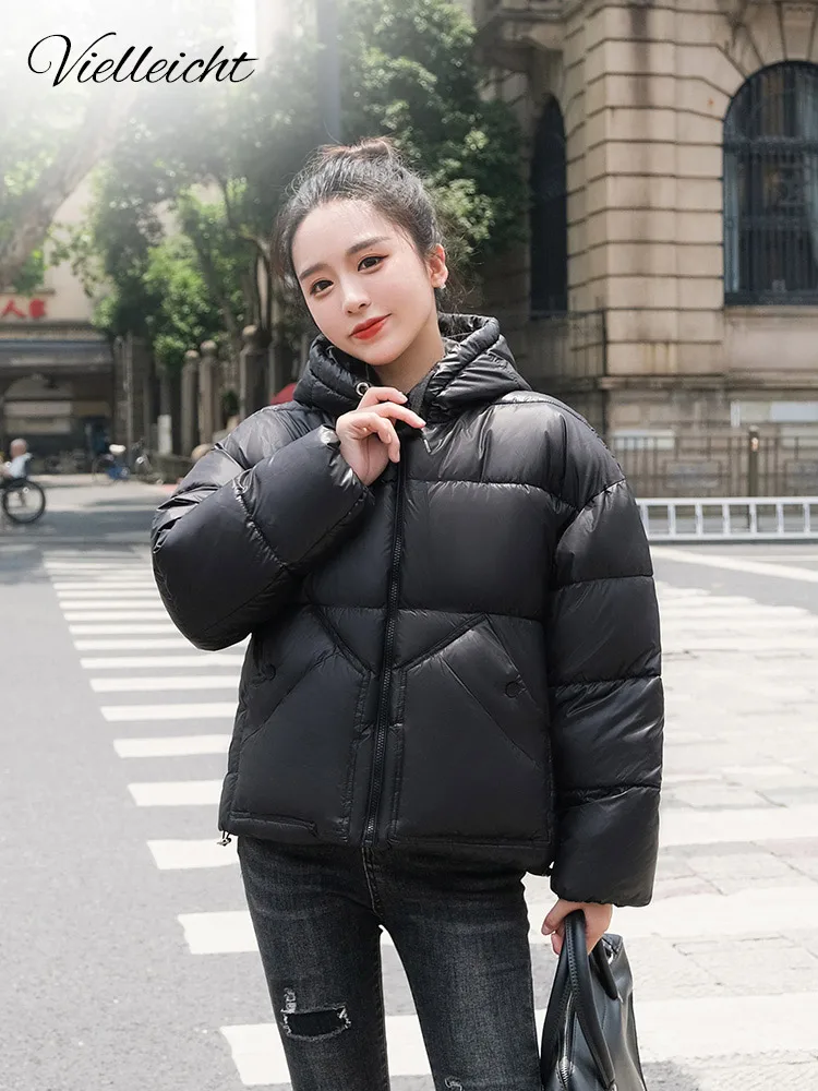 Vielleicht Winter Jacket 2022 New Parkas Women Fashion Coat Long Sleeve Clothes Winter Hooded Female Warm Cotton Padded Jacket