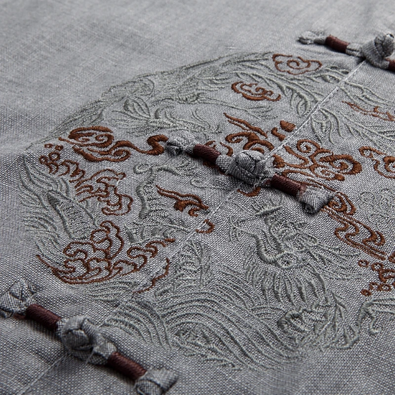 Костюм Тан мужской с вышивкой из хлопка и льна традиционный китайский костюм