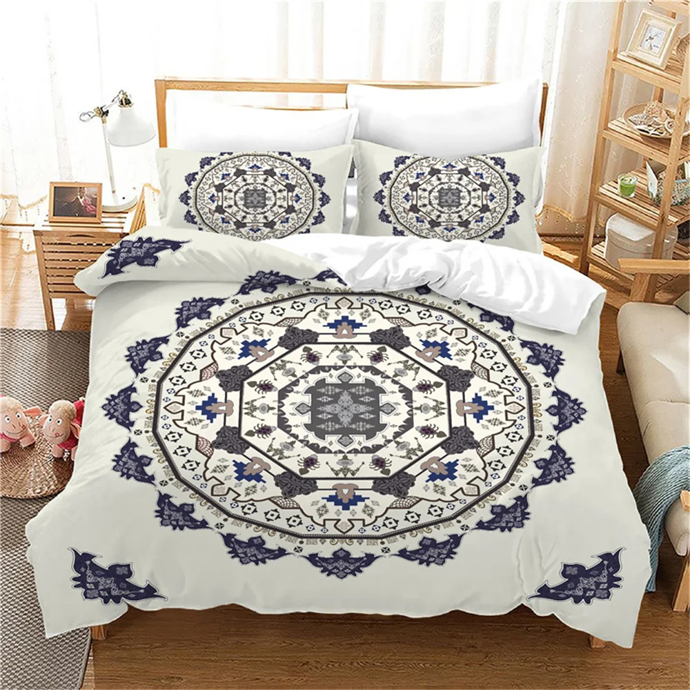 

100% Polyester Bedding Set Boho 3Pc Duvet Cover Sets Super King Size Bedclothes Bohemia Indian Elephant Home Textile duvet cover