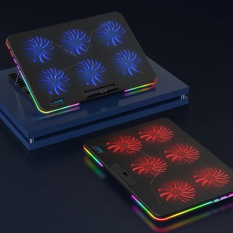 For 15.6-17.3 Inch Laptops Fan Cooling Stand Adjustable Notebook Stand Rgb Foldable Desk Riser Portable Led Lights 2 Usb Ports For 15.6-17.3 Inch Laptops Fan Cooling Stand Adjustable Notebook Stand Rgb Foldable Desk Riser Portable Led Lights 2 Usb Ports