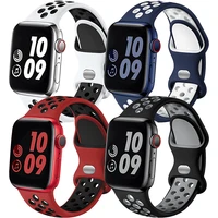 sport strap for apple watch series 7 41mm 45mm 38mm 42mm breathable silicone wrist bracelet for iwatch 6 se 5 4 3 band 44mm 40mm