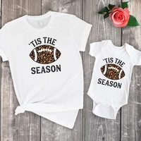 fall football shirt fall family matching clothes 2022 leopard baby girl clothes mommy and me football print matching outfits
