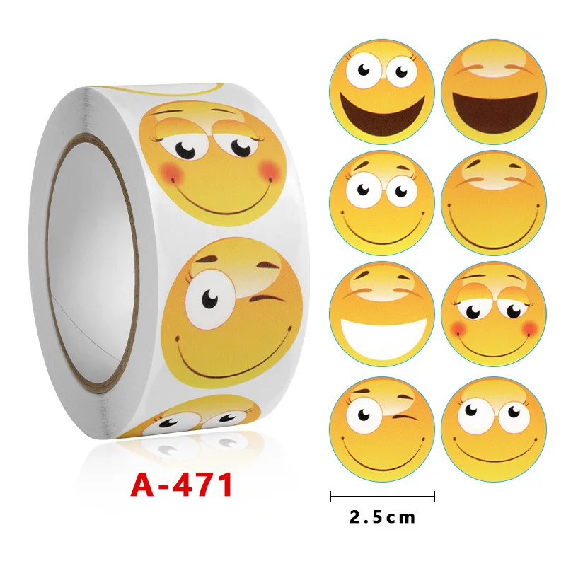 

UU Gift 50-500 Pieces of Smiley Stickers 8 Patterns Bonus Classroom Teacher Supplies Kids DIY Toy Reward Sticker