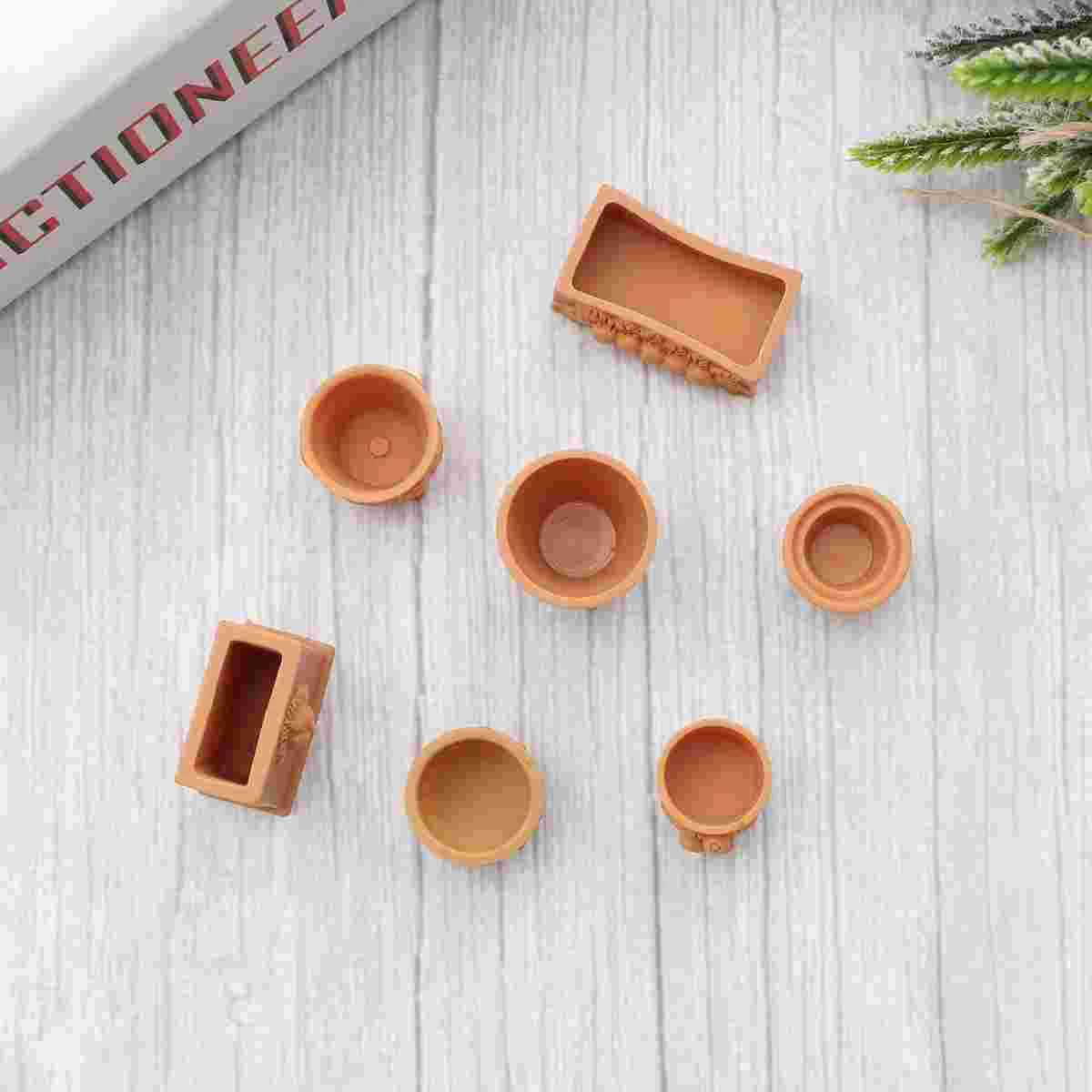 

7Pcs Simulation Flowerpots Storage Pots Miniature Mini Scene Ornament Kids for Home Shop
